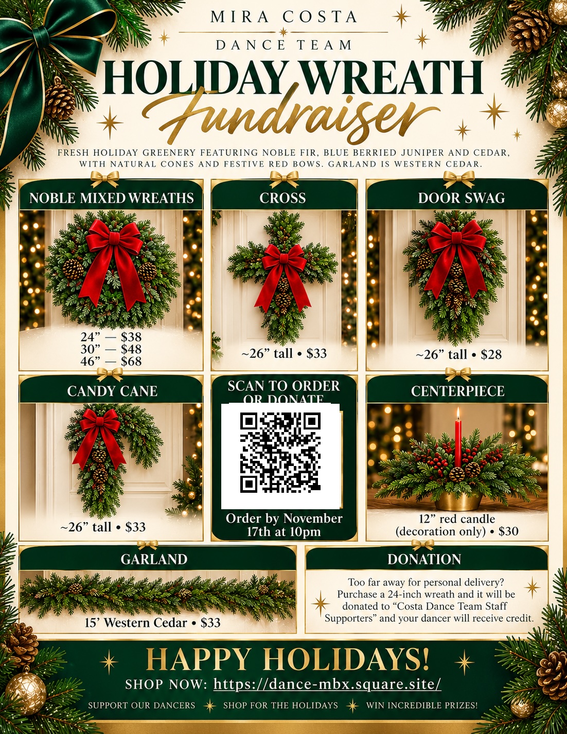 Holiday Wreaths Fundraiser - Supporting the Dance Team