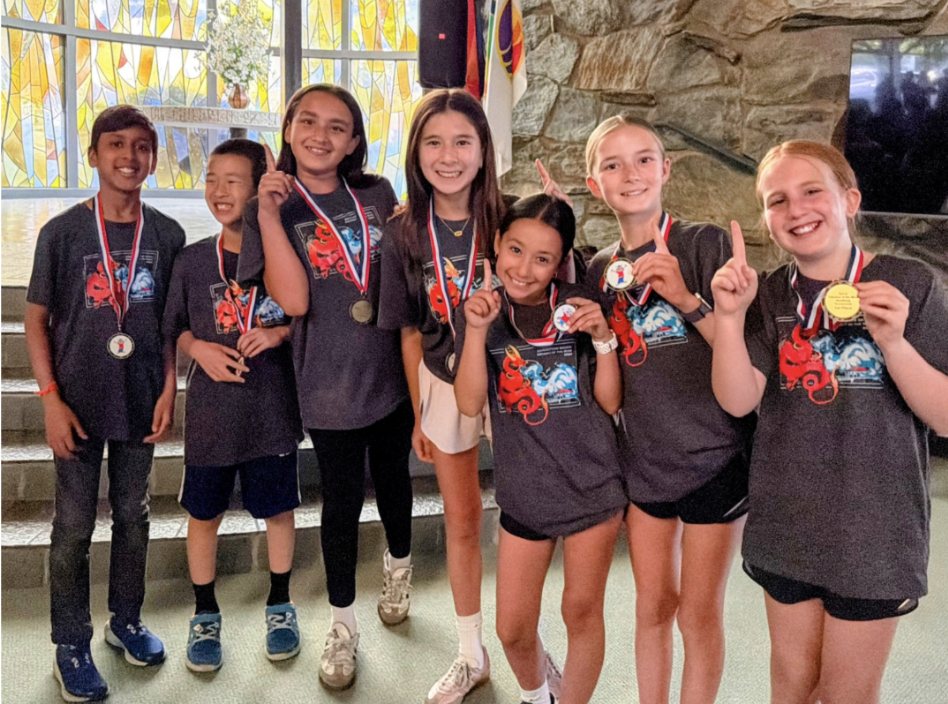 Odyssey of the Mind team with their competition medals